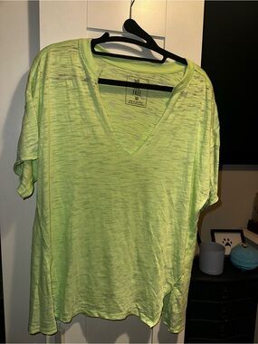 NWOT Free People We The Free Maddie Burnout Tee- Lime Green $58 MSRP